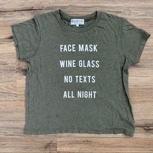 Wildfox Face Mask Wine Glass Graphic Tee Size L